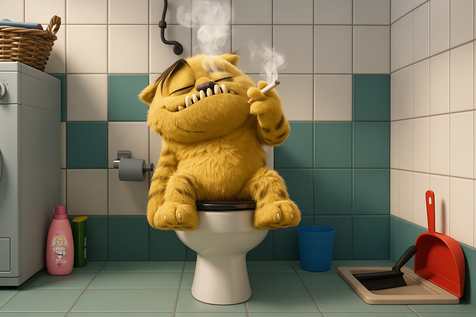 cat on toilet