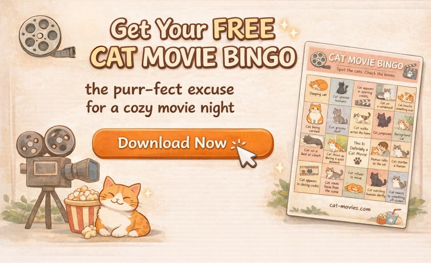 cat movie bingo